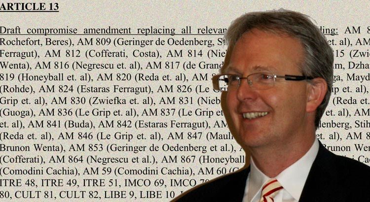Axel Voss and Article 13 of the copyright directive (montage). Photo by Tohma (CC BY-SA 4.0).